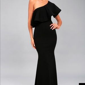 One shoulder black maxi dress